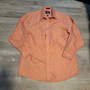 Stafford Men's Size 16 32/33 Shirt Long Sleeve Button Down Wrinkle Free Orange